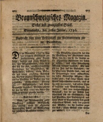 Braunschweigisches Magazin (Braunschweigische Anzeigen) Samstag 25. Juni 1796