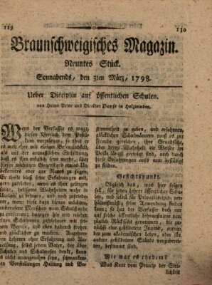 Braunschweigisches Magazin (Braunschweigische Anzeigen) Samstag 3. März 1798