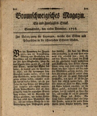 Braunschweigisches Magazin (Braunschweigische Anzeigen) Samstag 22. Dezember 1798