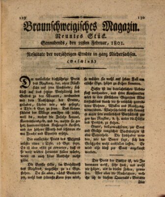 Braunschweigisches Magazin (Braunschweigische Anzeigen) Samstag 28. Februar 1801