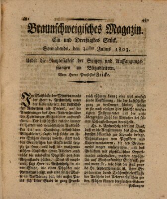Braunschweigisches Magazin (Braunschweigische Anzeigen) Samstag 30. Juli 1803