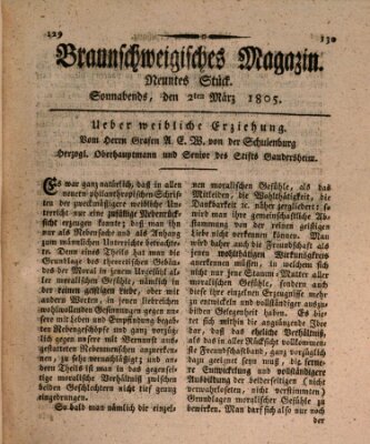 Braunschweigisches Magazin (Braunschweigische Anzeigen) Samstag 2. März 1805