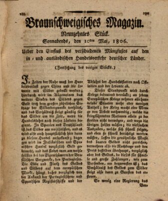 Braunschweigisches Magazin (Braunschweigische Anzeigen) Samstag 10. Mai 1806