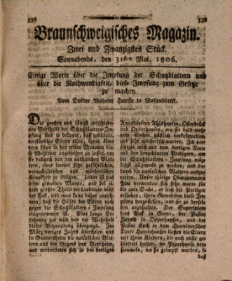 Braunschweigisches Magazin (Braunschweigische Anzeigen) Samstag 31. Mai 1806