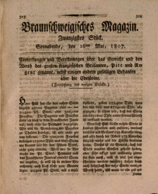 Braunschweigisches Magazin (Braunschweigische Anzeigen) Samstag 16. Mai 1807