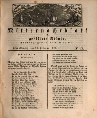 Mitternachtblatt für gebildete Stände Montag 20. Februar 1826