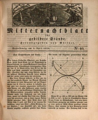 Mitternachtblatt für gebildete Stände Montag 3. April 1826