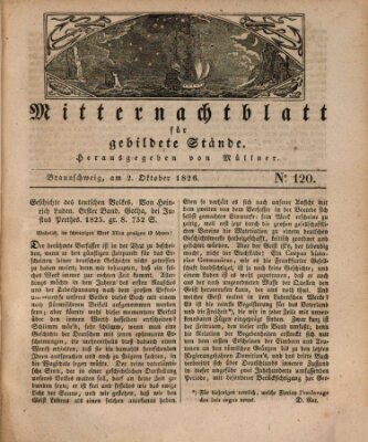 Mitternachtblatt für gebildete Stände Montag 2. Oktober 1826
