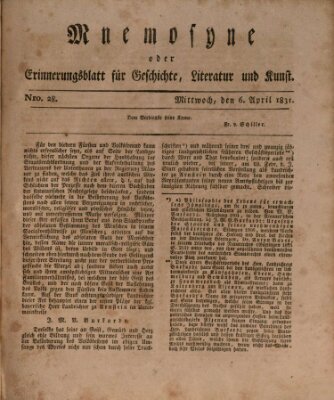 Mnemosyne (Neue Würzburger Zeitung) Mittwoch 6. April 1831