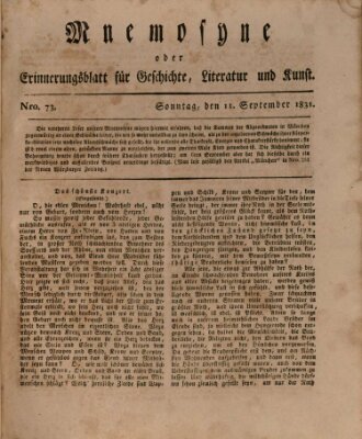 Mnemosyne (Neue Würzburger Zeitung) Sonntag 11. September 1831