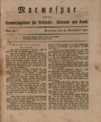 Mnemosyne (Neue Würzburger Zeitung) Sonntag 20. November 1831