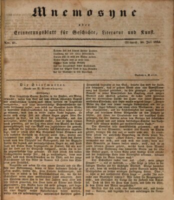 Mnemosyne (Neue Würzburger Zeitung) Mittwoch 30. Juli 1834