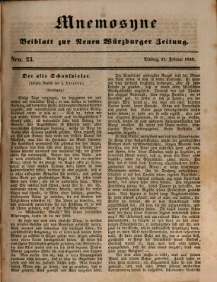 Mnemosyne (Neue Würzburger Zeitung) Dienstag 21. Februar 1843