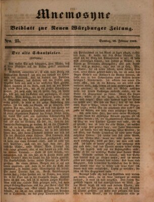 Mnemosyne (Neue Würzburger Zeitung) Sonntag 26. Februar 1843