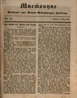 Mnemosyne (Neue Würzburger Zeitung) Dienstag 14. März 1843