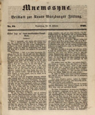 Mnemosyne (Neue Würzburger Zeitung) Donnerstag 10. Februar 1848