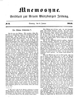 Mnemosyne (Neue Würzburger Zeitung) Sonntag 8. Januar 1854