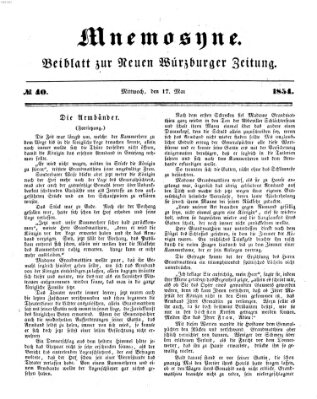 Mnemosyne (Neue Würzburger Zeitung) Mittwoch 17. Mai 1854