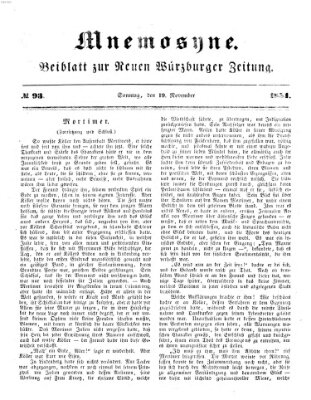 Mnemosyne (Neue Würzburger Zeitung) Sonntag 19. November 1854