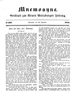 Mnemosyne (Neue Würzburger Zeitung) Mittwoch 20. Dezember 1854
