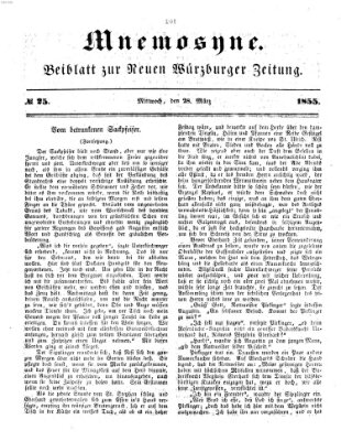 Mnemosyne (Neue Würzburger Zeitung) Mittwoch 28. März 1855