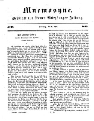 Mnemosyne (Neue Würzburger Zeitung) Sonntag 8. April 1855