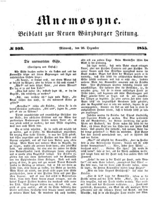 Mnemosyne (Neue Würzburger Zeitung) Mittwoch 26. Dezember 1855