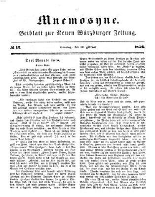 Mnemosyne (Neue Würzburger Zeitung) Sonntag 10. Februar 1856