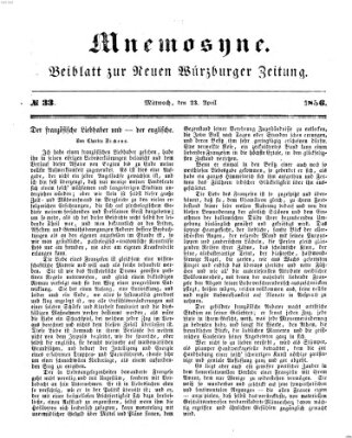 Mnemosyne (Neue Würzburger Zeitung) Mittwoch 23. April 1856