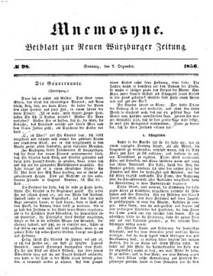 Mnemosyne (Neue Würzburger Zeitung) Sonntag 7. Dezember 1856