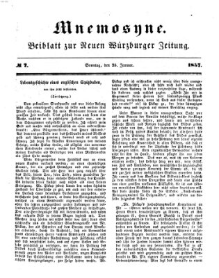 Mnemosyne (Neue Würzburger Zeitung) Sonntag 25. Januar 1857