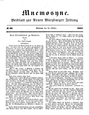 Mnemosyne (Neue Würzburger Zeitung) Mittwoch 14. Oktober 1857