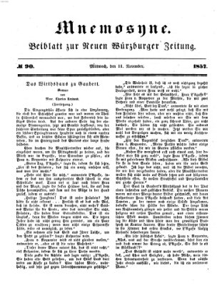 Mnemosyne (Neue Würzburger Zeitung) Mittwoch 11. November 1857