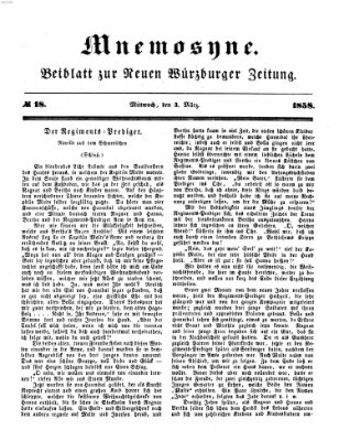 Mnemosyne (Neue Würzburger Zeitung) Mittwoch 3. März 1858