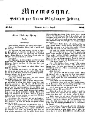 Mnemosyne (Neue Würzburger Zeitung) Mittwoch 11. August 1858