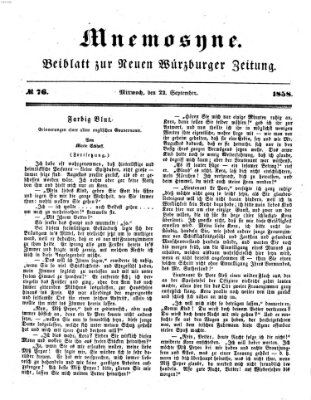 Mnemosyne (Neue Würzburger Zeitung) Mittwoch 22. September 1858