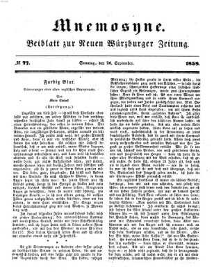 Mnemosyne (Neue Würzburger Zeitung) Sonntag 26. September 1858
