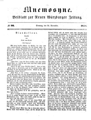 Mnemosyne (Neue Würzburger Zeitung) Sonntag 21. November 1858