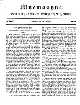 Mnemosyne (Neue Würzburger Zeitung) Mittwoch 15. Dezember 1858
