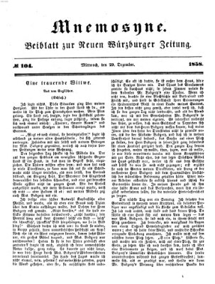 Mnemosyne (Neue Würzburger Zeitung) Mittwoch 29. Dezember 1858