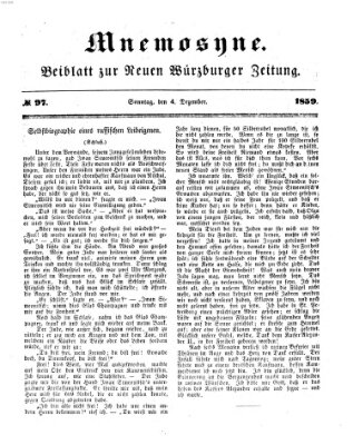 Mnemosyne (Neue Würzburger Zeitung) Sonntag 4. Dezember 1859