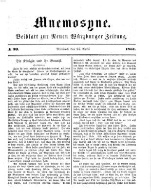 Mnemosyne (Neue Würzburger Zeitung) Mittwoch 24. April 1861