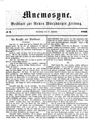 Mnemosyne (Neue Würzburger Zeitung) Sonntag 5. Januar 1862