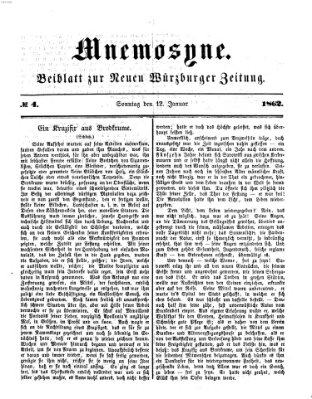 Mnemosyne (Neue Würzburger Zeitung) Sonntag 12. Januar 1862