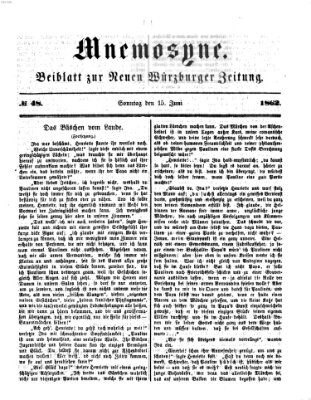 Mnemosyne (Neue Würzburger Zeitung) Sonntag 15. Juni 1862