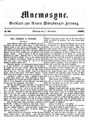 Mnemosyne (Neue Würzburger Zeitung) Mittwoch 5. November 1862