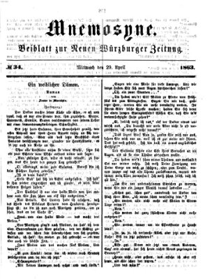 Mnemosyne (Neue Würzburger Zeitung) Mittwoch 29. April 1863