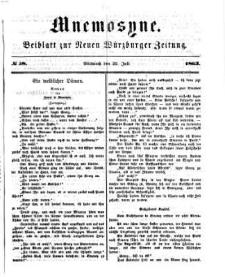 Mnemosyne (Neue Würzburger Zeitung) Mittwoch 22. Juli 1863