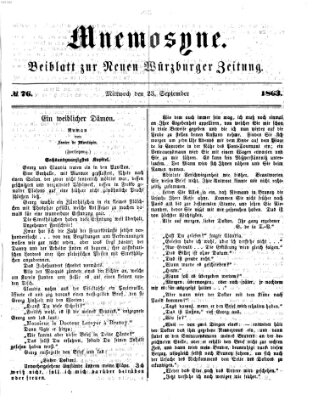 Mnemosyne (Neue Würzburger Zeitung) Mittwoch 23. September 1863