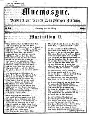Mnemosyne (Neue Würzburger Zeitung) Sonntag 20. März 1864
